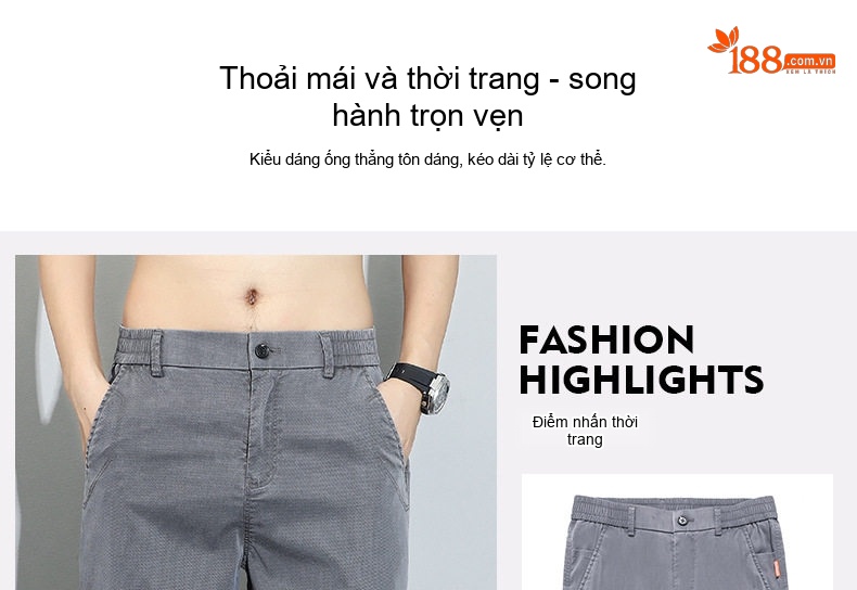 Quần Dài Nam Tencel Lụa Lyocell Mỏng Mát Chống Nhăn Dáng Suông Màu Xanh Lam, Đen, Xám chi tiết 4
