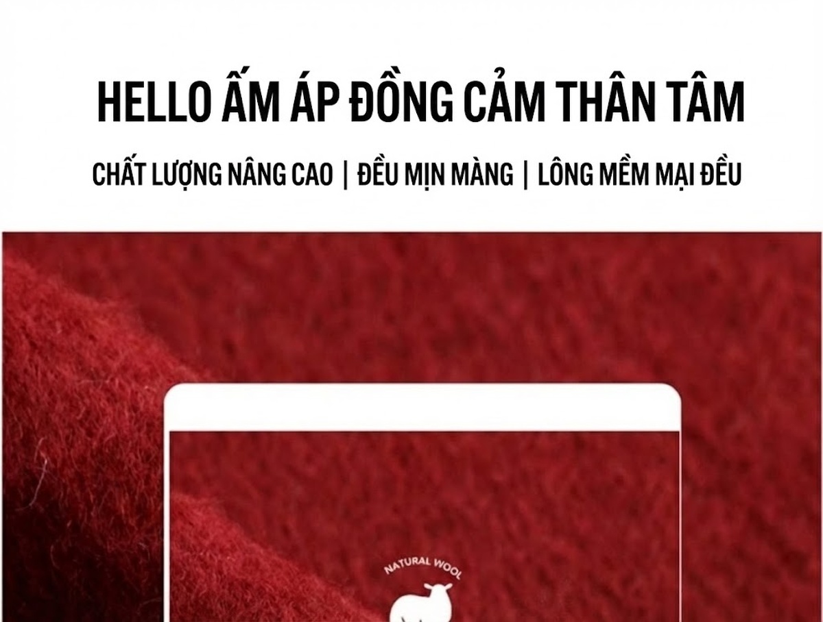 Áo Khoác Lông Cừu Nữ Màu Đỏ Đô Phong Cách Tiểu Thư chi tiết 19