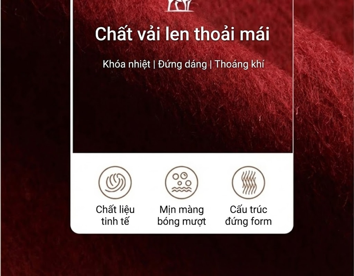Áo Khoác Lông Cừu Nữ Màu Đỏ Đô Phong Cách Tiểu Thư chi tiết 20