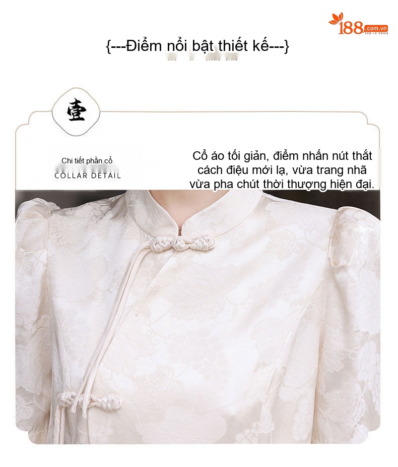 Set Bộ Quần Áo Nữ Kiểu Trung Hoa Cách Tân Áo Tay Ngắn Quần Ống Rộng Thời Trang Màu Trắng, Hồng chi tiết 4