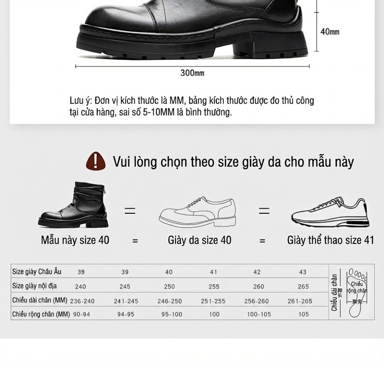 Chelsea Boots Nam Da Bò Cổ Cao Phong Cách Anh Quốc Đế Dày Chiều Cao Đế Khoảng 4cm Màu Đen, Nâu chi tiết 7