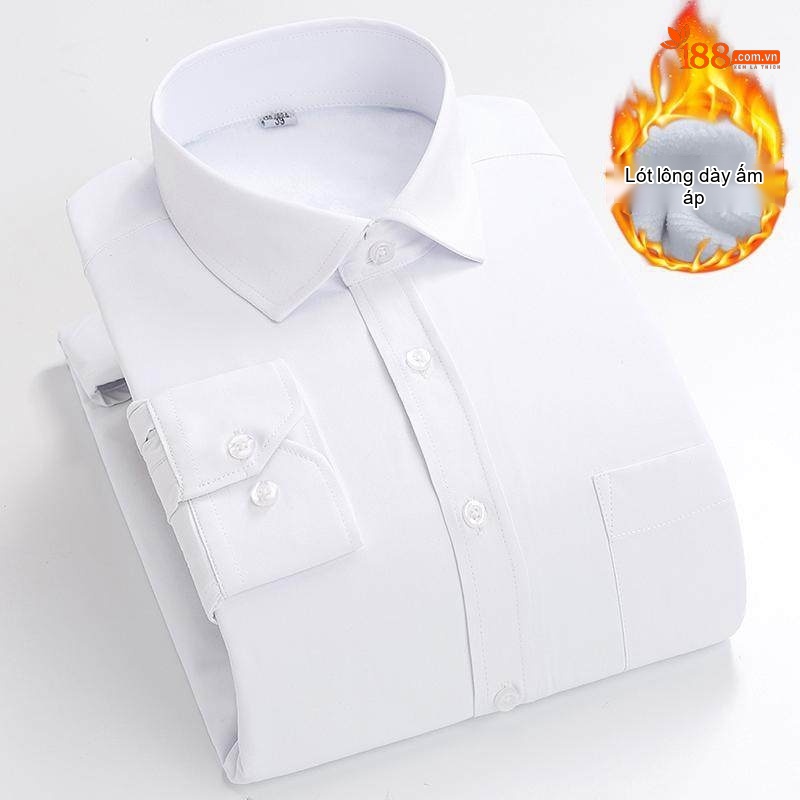 Áo Sơ Mi Nam Dài Tay Lót Lông Dày Dặn Màu Đen, Xanh, Trắng, Xám