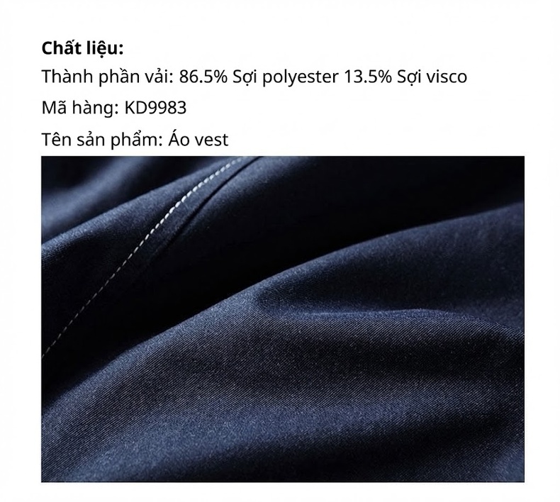 Áo Vest Blazer Nam Vải Denim Màu Xanh Jean Phong Cách Casual chi tiết 1