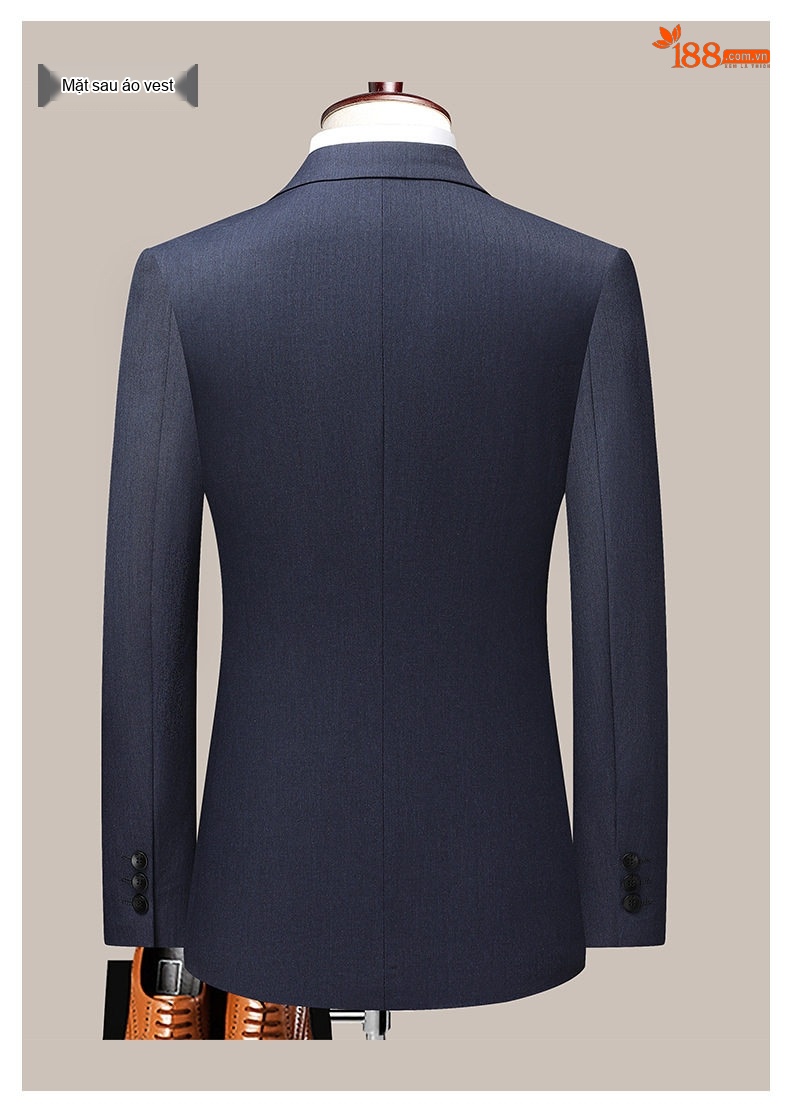 Bộ Vest Nam Wool Lịch Lãm Công Sở Mùa Thu Đông Màu Xanh Navy chi tiết 12