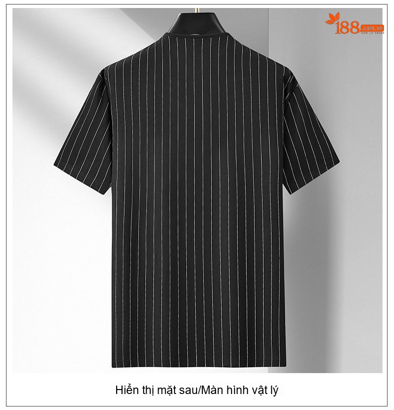 Áo Polo Nam Tay Ngắn Cổ Tròn Họa Tiết Kẻ Sọc Phong Cách Trung Quốc Màu Đen, Trắng, Be chi tiết 33