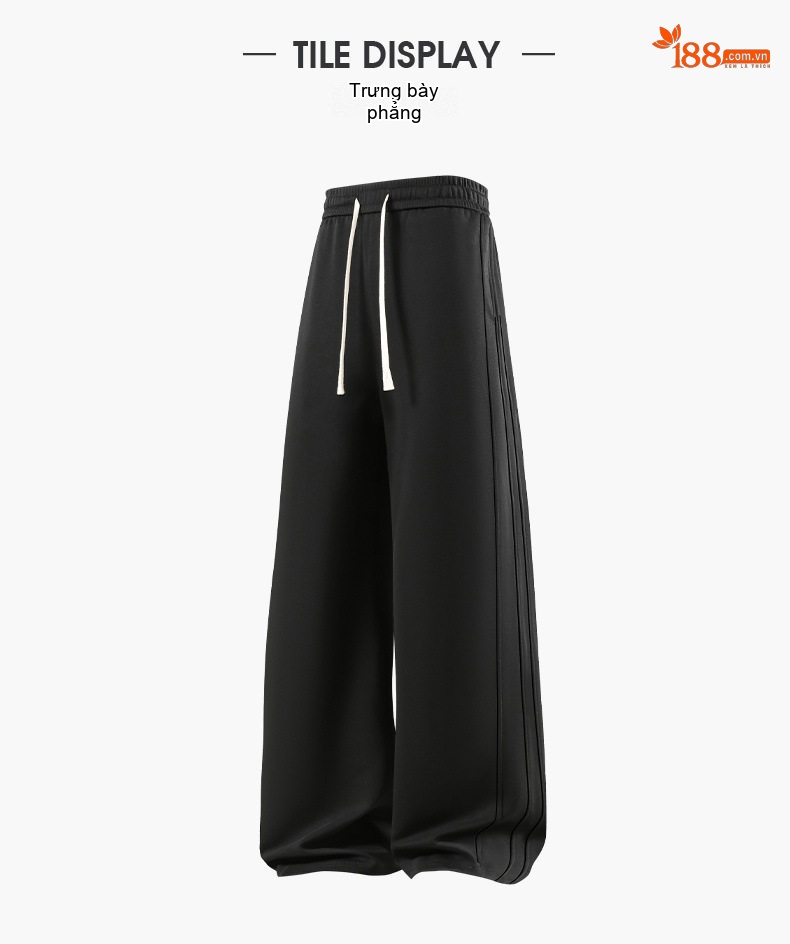 Quần dài nam ống rộng thẳng đứng dáng thể thao chất liệu cotton chi tiết 19