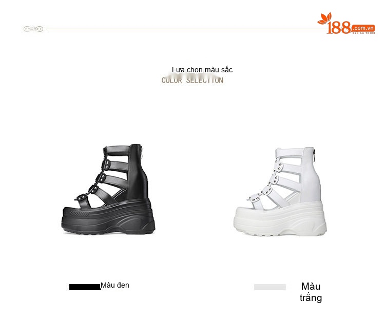 Giày Sandal Cao Gót Nữ Hở Ngón Quai Hậu Đế Xuồng Gót Cao 10cm - 12cm Màu Đen, Trắng chi tiết 3