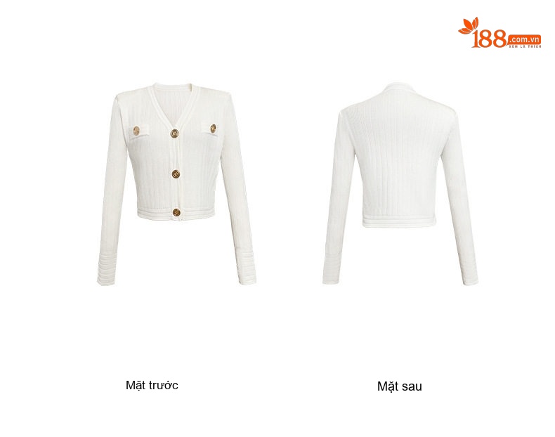 Áo Khoác Cardigan Nữ Dệt Kim Mỏng V Cổ Chống Nắng Ôm Dáng Màu Đen, Trắng chi tiết 5