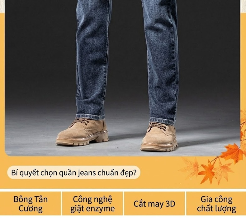 Quần Jean Nam Ống Đứng Co Giãn Nhẹ Phong Cách Business Màu Xanh Đen, Đen chi tiết 2