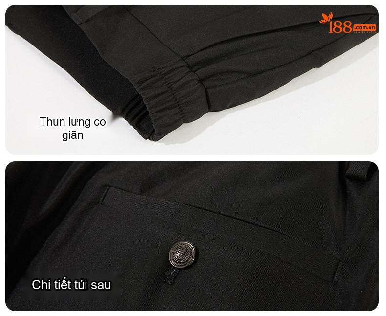 Quần Dài Nam Lông Vũ Dày Dặn Ống Đứng Lưng Thun Giữ Ấm Màu Đen chi tiết 13