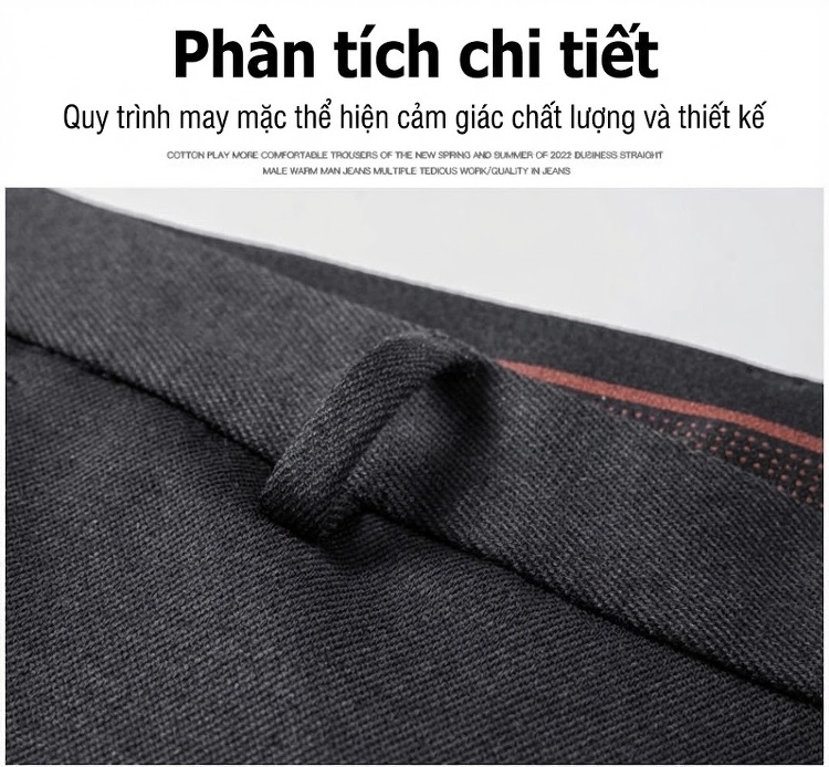 Quần Âu Nam Ống Đứng Modal Lót Lông Cừu Giữ Ấm Màu Đen, Xám chi tiết 14