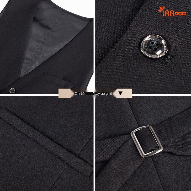 Bộ Vest Nam Trơn Màu Cưới Hỏi Chú Rể Dáng Ôm Phong Cách Hàn Quốc Bộ Ba Món Màu Đen