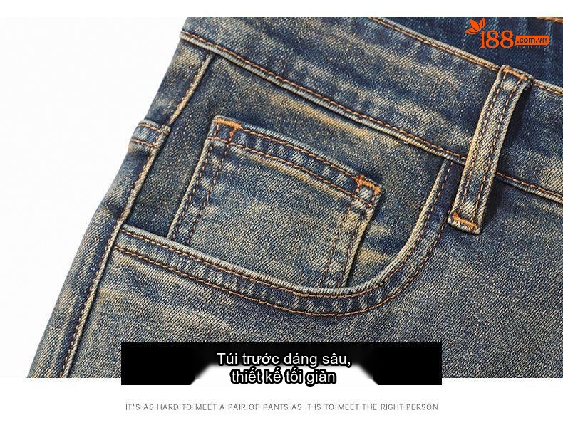 Quần Jean Nam Ống Đứng Co Giãn Thoải Mái Dáng Suông Màu Xanh Denim chi tiết 36