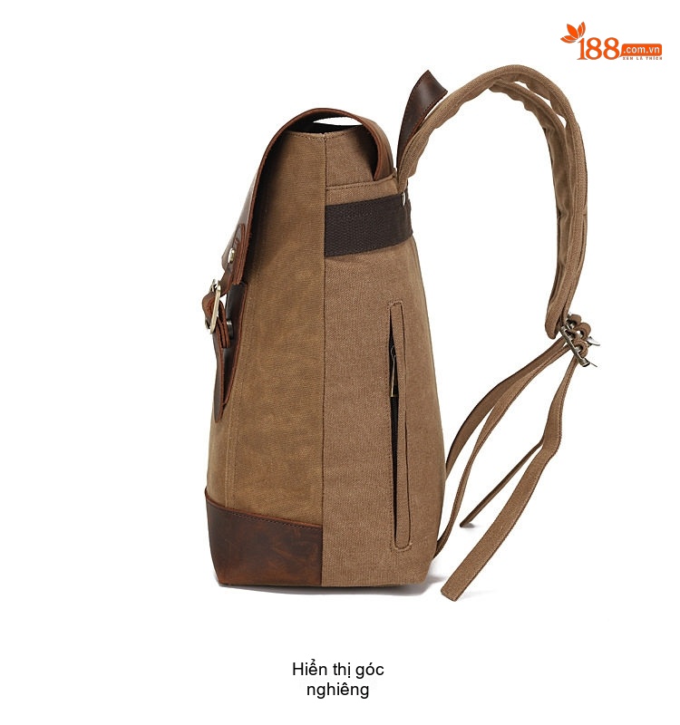 Balo Du Lịch Laptop Vải Canvas Dầu Sáp Chống Thấm Nước Cỡ Lớn Màu Nâu, Xám, Đen, Xanh... chi tiết 18