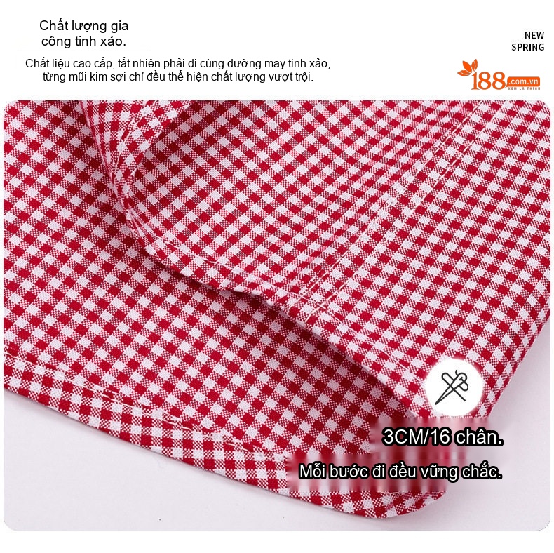 Áo Sơ Mi Nam Cotton Dài Tay Kẻ Caro Thời Trang Công Sở Thoải Mái Màu Đỏ, Xanh, Xám, Be... chi tiết 6