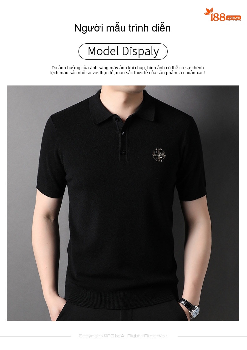 Áo Thun Polo Nam Dệt Kim Tay Ngắn Thời Trang Màu Nâu, Xanh Navy, Xanh Lá, Đen... chi tiết 3