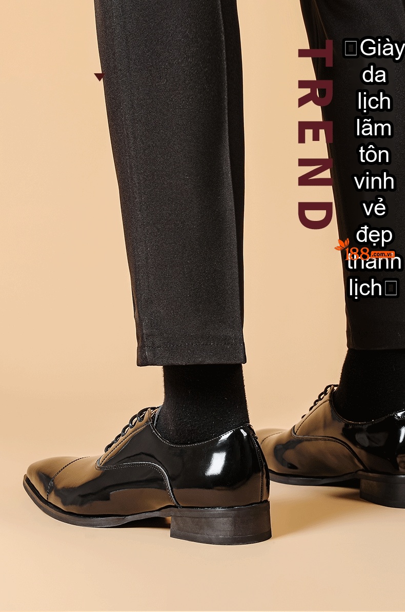 Giày Tây Oxford Nam Da Thật Kiểu Thủ Công Chiều Cao Đế Khoảng 3cm Màu Đen chi tiết 20