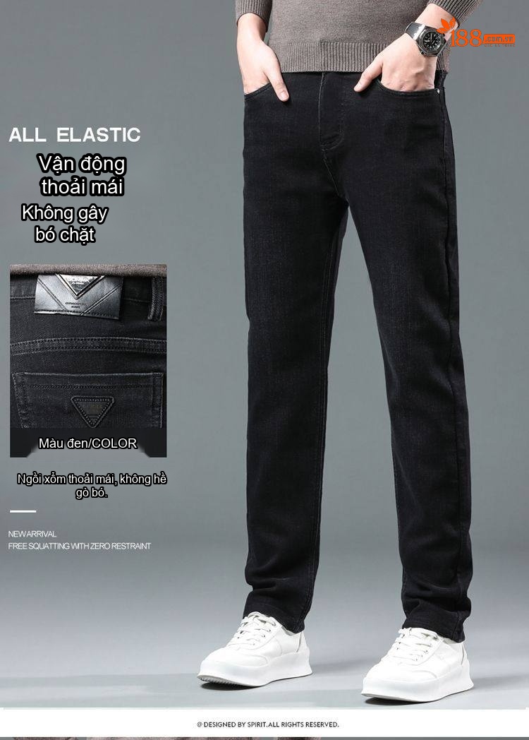 Quần Jeans Nam Ống Đứng Dáng Ôm Vừa Co Giãn Nhẹ Phong Cách Trung Niên Màu Đen chi tiết 18