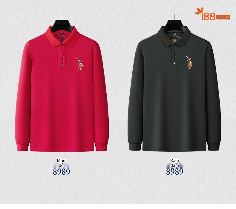 Áo Polo Nam Tay Dài Cotton Cổ Bẻ Phong Cách Doanh Nhân Màu Xanh Lá, Đen, Xanh Dương, Kem... chi tiết 16