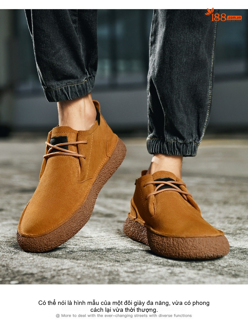 Giày Martin Cổ Cao Nam Da Mờ Chiều Cao Đế Khoảng 3cm Màu Be, Vàng Bò, Đen, Xám chi tiết 15