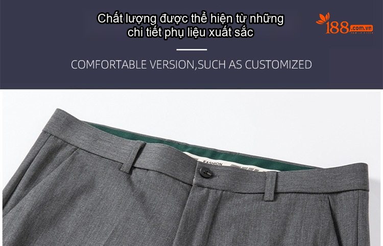 Quần Âu Nam Dáng Slimfit Vải Co Giãn Chống Nhăn Màu Đen, Xám, Xanh Navy chi tiết 9