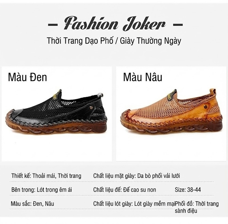 Dép Sục Nam Da Bò Lưới Thoáng Khí Đế Cao Su Siêu Nhẹ Chiều Cao Đế Khoảng 3cm Màu Nâu, Đen chi tiết 5