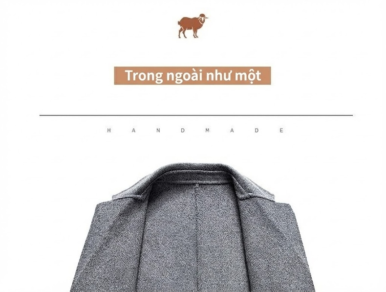 Áo Khoác Dạ Nam Hai Mặt Áo Vest Ngắn Màu Trơn chi tiết 12