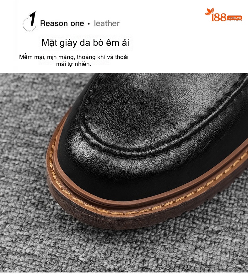 Giày Tây Buộc Dây Nam Da Bóng Chiều Cao Đế Khoảng 3.5cm Màu Đen, Nâu chi tiết 9