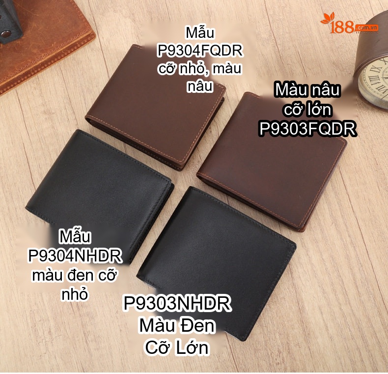 Ví Ngắn Nam Da Bò Sáp (Mad Horse) RFID Chống Quét Thẻ Khắc Laser Logo Màu Nâu, Đen chi tiết 3