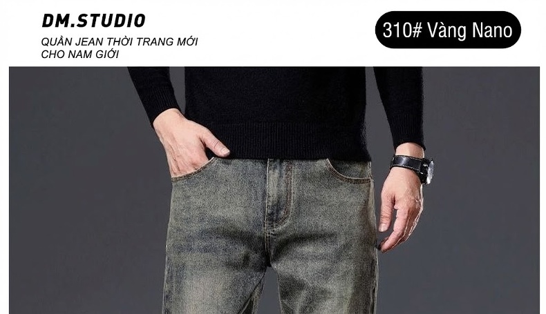 Quần Jeans Nam Ống Đứng Rộng Co Giãn Thoải Mái Màu Xám Xanh Đậm chi tiết 23