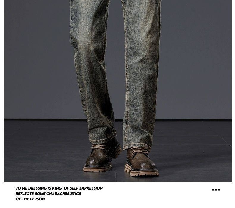 Quần Jeans Nam Ống Đứng Rộng Co Giãn Thoải Mái Màu Xám Xanh Đậm chi tiết 24