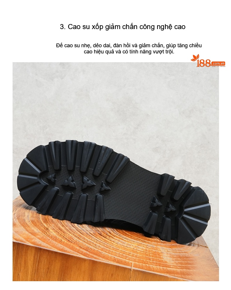 Boot Nam Cổ Cao Da Bóng Khóa Kéo Phong Cách Anh Quốc Chiều Cao Đế Khoảng 4cm Màu Đen chi tiết 9