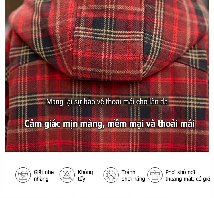 Áo Khoác Phao Nữ Lông Vũ Trắng Họa Tiết Kẻ Caro Có Mũ Thiết Kế Thời Trang chi tiết 8