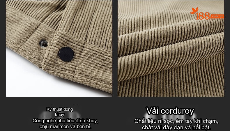 Áo Khoác Nam Vải Đũi Lót Lông Dày Dặn Cổ Lông Màu Nâu, Xám, Be chi tiết 21