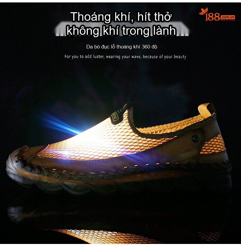 Dép Sục Nam Da Bò Lưới Thoáng Khí Đế Cao Su Siêu Nhẹ Chiều Cao Đế Khoảng 3cm Màu Nâu, Đen chi tiết 6