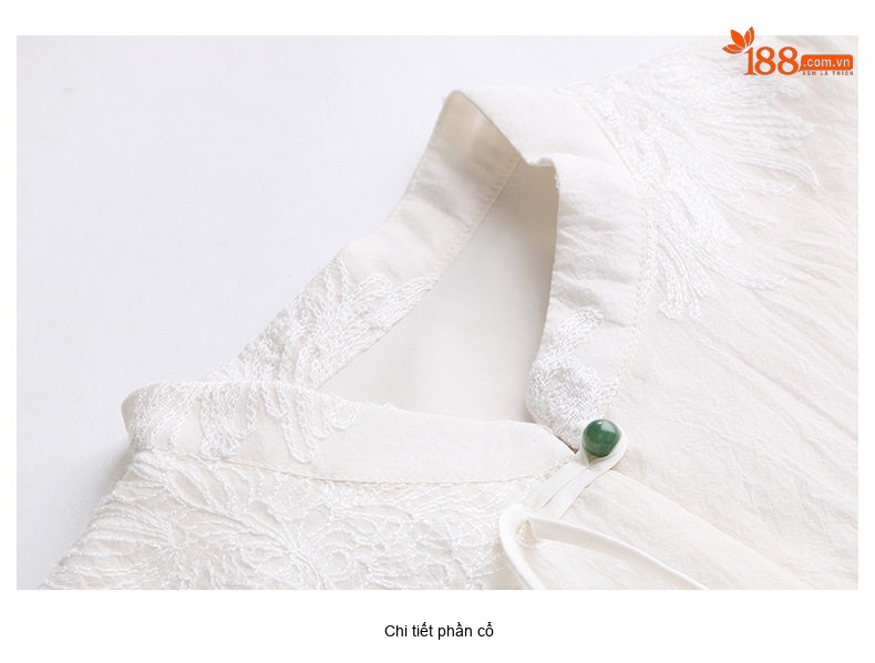 Váy Bộ Quốc Phong Cách Tân Nữ Thiết Kế Áo Quần Rời Thanh Lịch Màu Trắng chi tiết 19