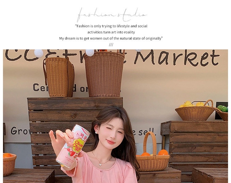 Set Áo Sơ Mi Tay Ngắn Cúc Màu Quần Ống Rộng Nữ Phong Cách Thời Trang Màu Hồng, Trắng chi tiết 14
