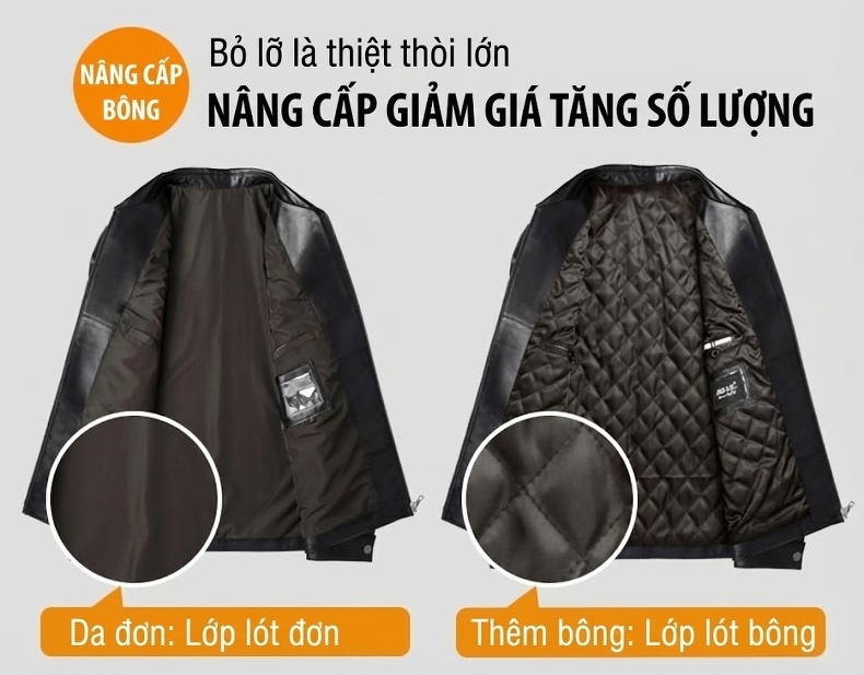 Áo Khoác Da Cừu Nam Cổ Bẻ Khóa Kéo Ngắn Tay Dài Mỏng Phong Cách Doanh Nhân Màu Đen chi tiết 5