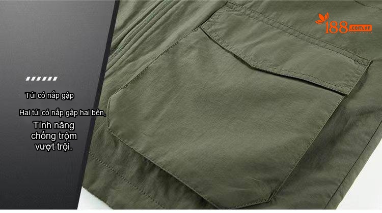 Áo Gile Nam Hai Mặt Lót Lông Dày Dặn Nhiều Túi Phong Cách Công Sở Màu Be, Xanh Rêu, Xám, Xanh Navy chi tiết 17