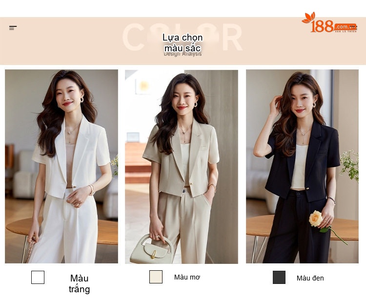Áo Blazer Nữ Tay Ngắn Dáng Croptop Phong Cách Công Sở Màu Be, Đen, Trắng chi tiết 4