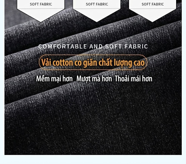 Quần Jean Cotton Co Giãn Cao Cấp Dáng Suông Màu Xanh, Đen chi tiết 8