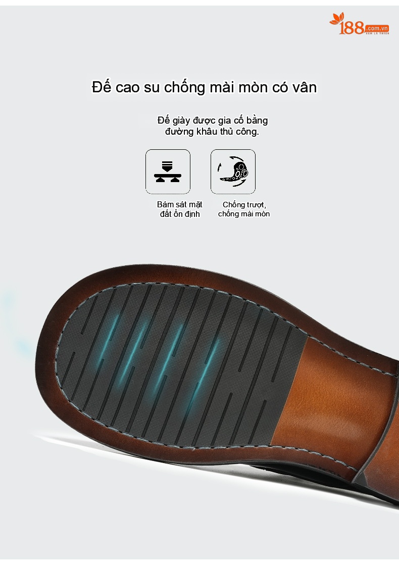 Giày Tây Nam Da Bóng Quai Khóa Chiều Cao Đế Khoảng 3cm Màu Đen, Nâu chi tiết 10