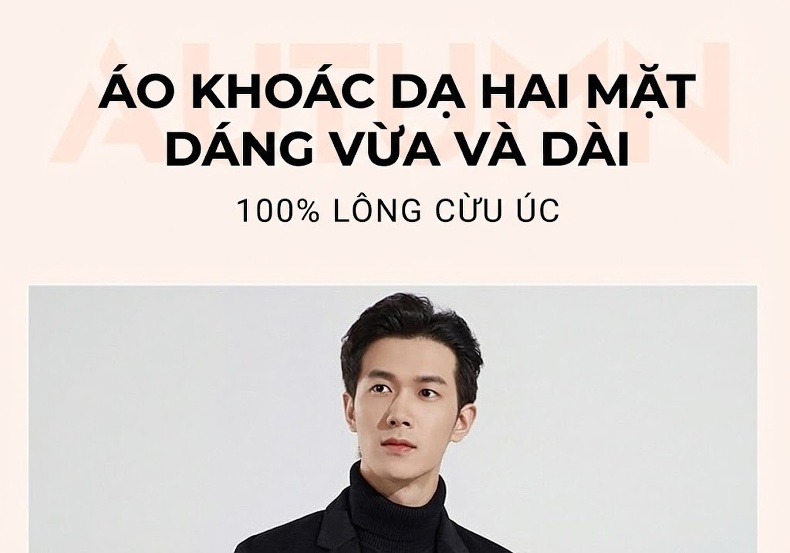 Áo Khoác Dạ Nam 100% Lông Cừu Hai Mặt Cổ chữ Vest Công Sở Thanh Lịch Màu Đen chi tiết 1