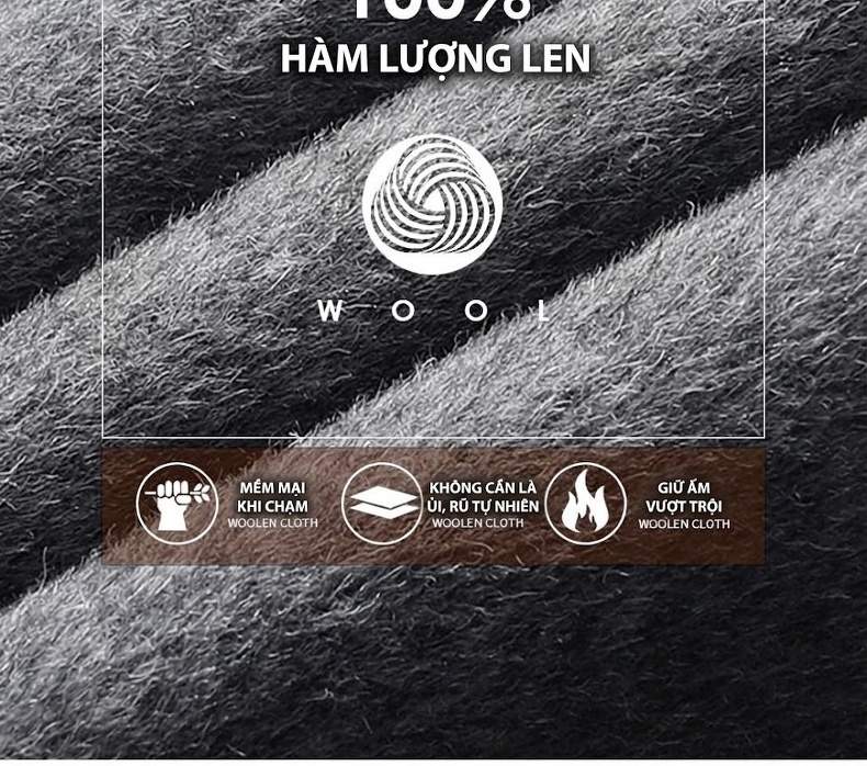 Áo Khoác Dạ Nam 100% Lông Cừu Hai Mặt Dáng Suông Màu Đen, Xám, Xanh Navy chi tiết 3