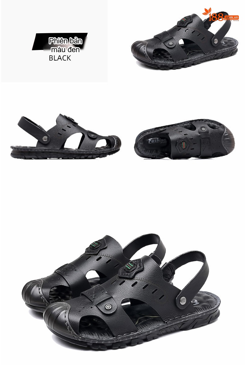 Dép Sandal Nam Da Bóng Quai Hậu Chiều Cao Đế Khoảng 2cm Màu Nâu, Đen chi tiết 26