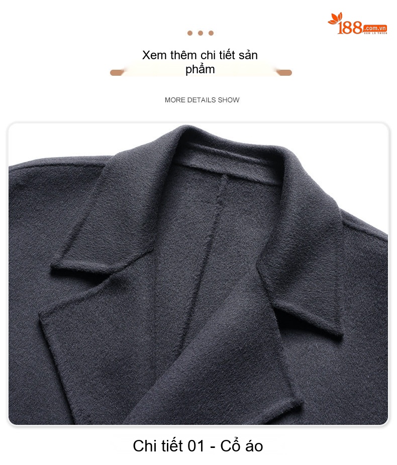 Áo Khoác Dạ Nam Dáng Dài Tay Raglan Hai Hàng Khuy Màu Nâu, Xám Đậm, Đen chi tiết 20