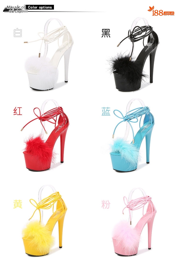 Giày Sandal Cao Gót Nữ Quai Dây Buộc Da Bóng Gót Cao 10cm - 12cm Màu Đen, Đỏ, Trắng, Xanh... chi tiết 2