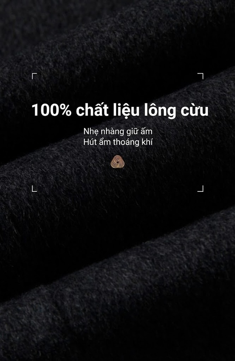 Áo Khoác Dạ Nam Lông Cừu Hai Mặt Dáng Dài Khuy Đôi Màu Nâu chi tiết 3