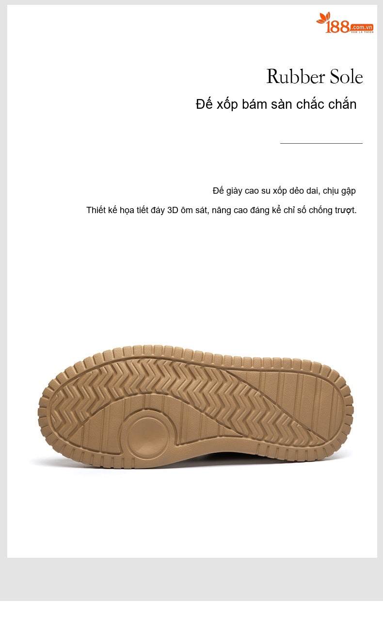 Giày Sneaker Nam Da Thật Thoáng Khí Chiều Cao Đế Khoảng 3.5cm Màu Trắng, Đen, Nâu chi tiết 14