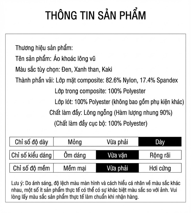 Áo Khoác Phao Nam Lông Vũ 90% Mới Giữ Ấm Phong Cách Doanh Nhân Màu Xanh Navy, Đen, Xám chi tiết 14